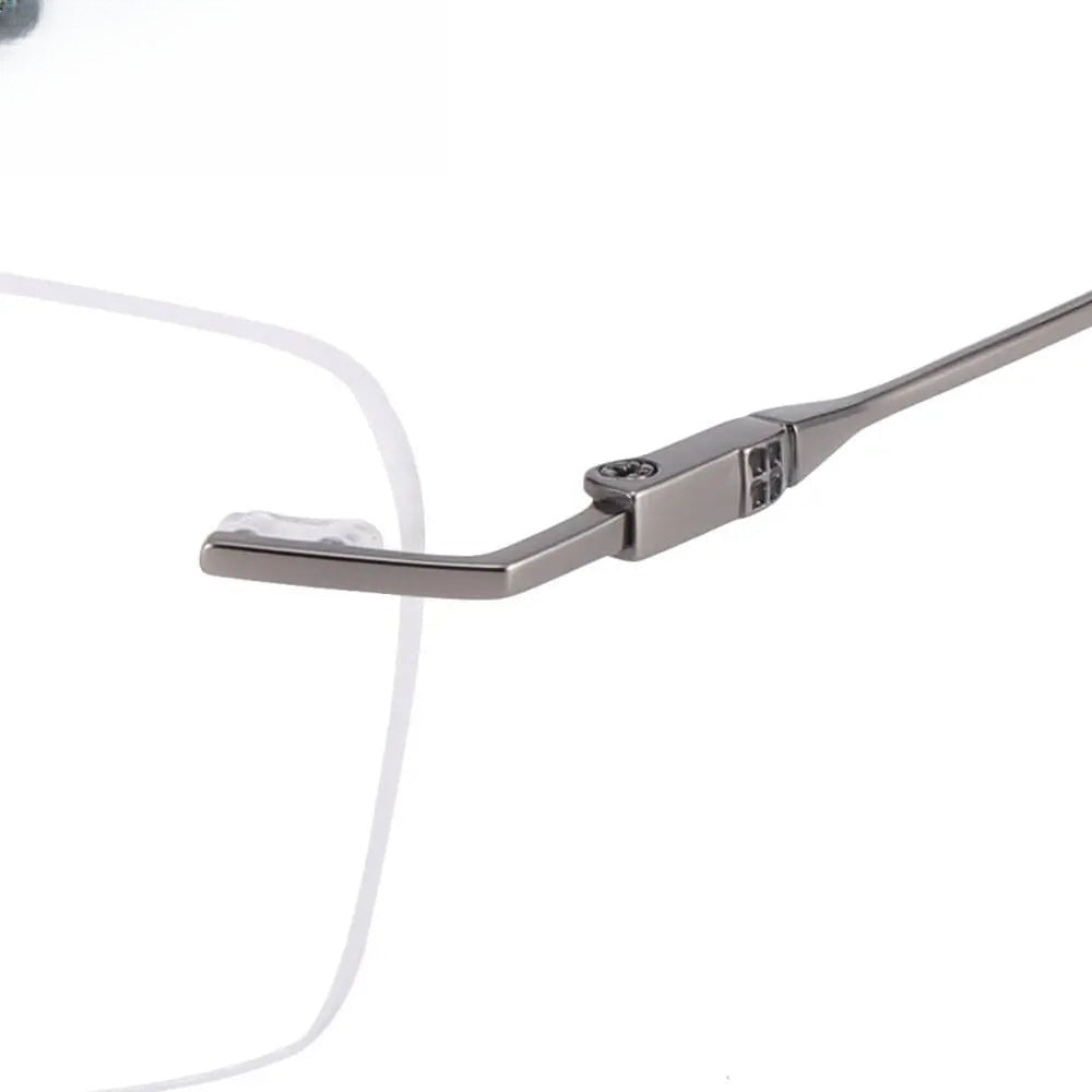Unisex Square Rimless Titanium Prescription Glasses 2935 — view 8 | Rx Spectacle