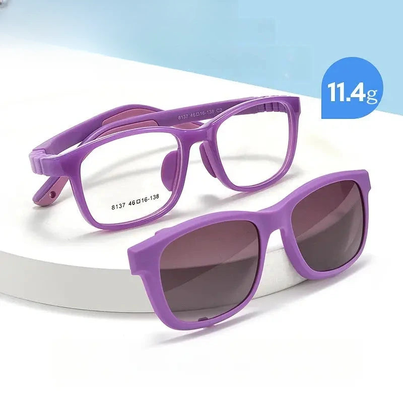 Unisex Square Full Rim TR90 Clip-On Prescription Glasses Y9137 — view 1 | Rx Spectacle