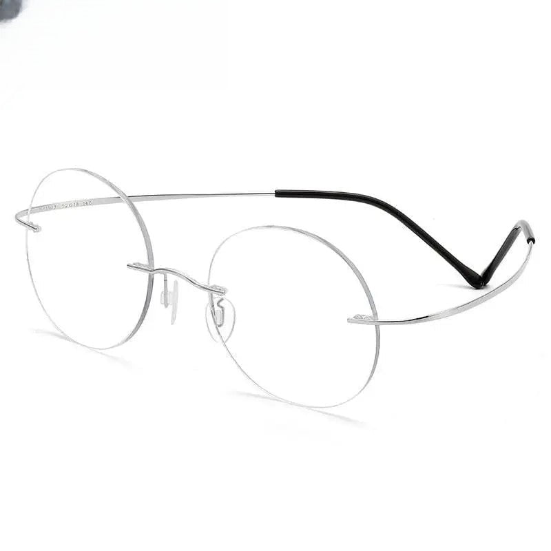 Unisex Round Rimless Titanium Prescription Glasses 6074 — view 3 | Rx Spectacle