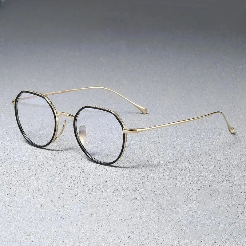 Women's Round Full Rim Titanium Flat Top Prescription Glasses 417310 — view 5 | Rx Spectacle