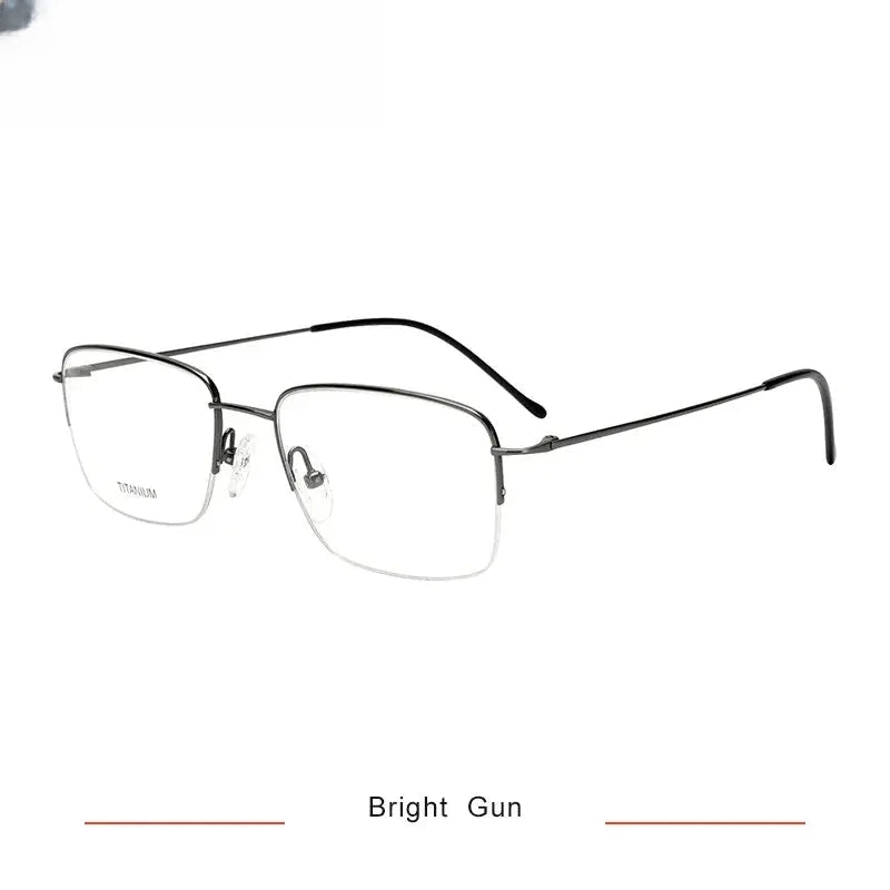 Men's Square Semi-Rimless Titanium Prescription Glasses 16049 — view 6 | Rx Spectacle