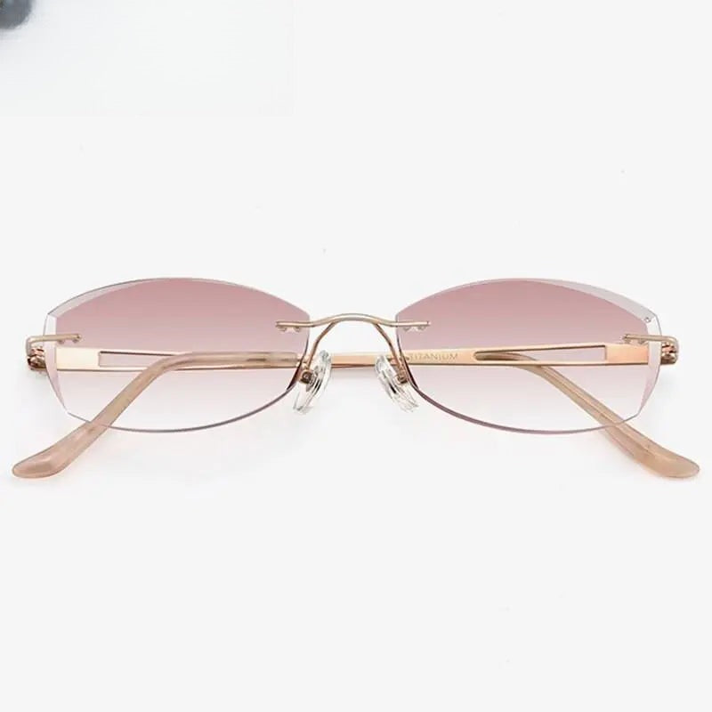 Women's Rectangular Rimless Titanium Prescription Glasses 6048 — view 5 | Rx Spectacle