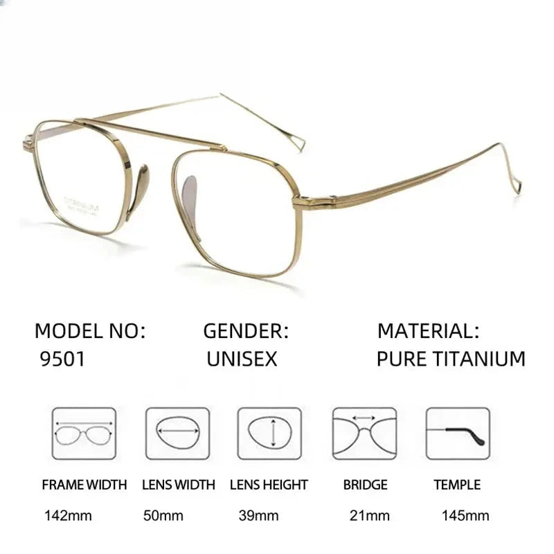 Unisex Square Full Rim Titanium Prescription Glasses 889501 — view 2 | Rx Spectacle