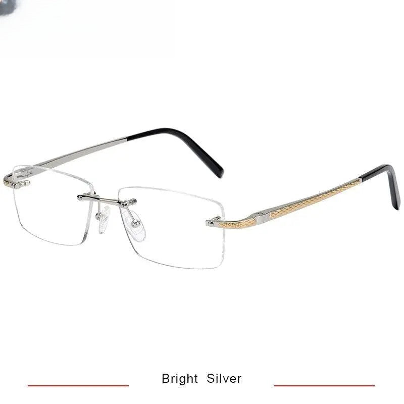 Unisex Square Rimless Titanium Prescription Glasses Kr8604 — view 3 | Rx Spectacle