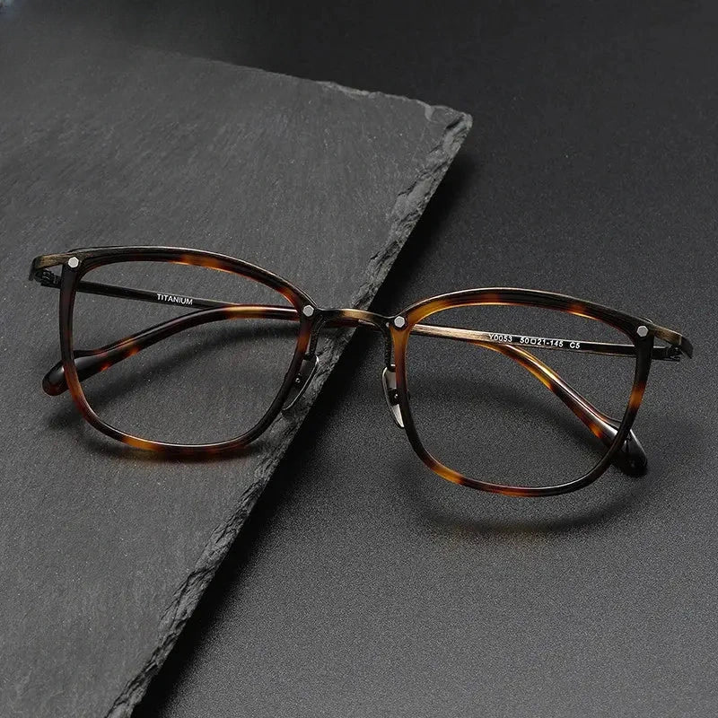 Unisex Square Full Rim Titanium Prescription Glasses Y053 — view 1 | Rx Spectacle