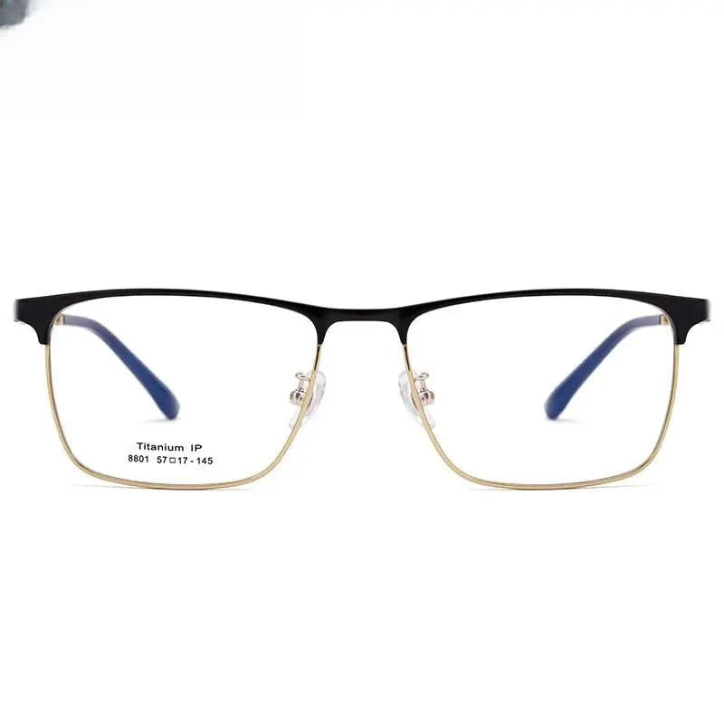Men's Square Full Rim Titanium Prescription Glasses 8801 — view 6 | Rx Spectacle
