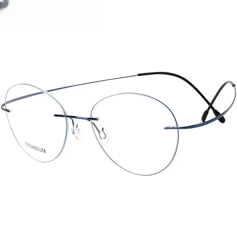 Unisex Oval Rimless Titanium Prescription Glasses 36019 — view 1 | Rx Spectacle