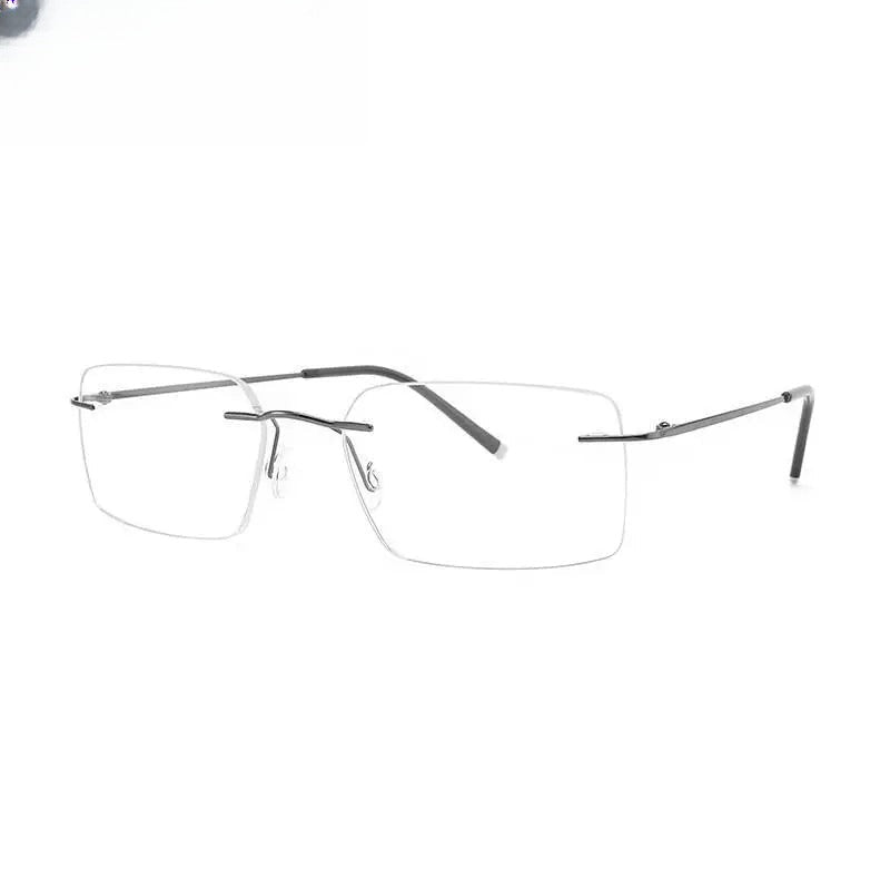 Unisex Square Rimless Titanium Prescription Glasses 8009 — view 3 | Rx Spectacle