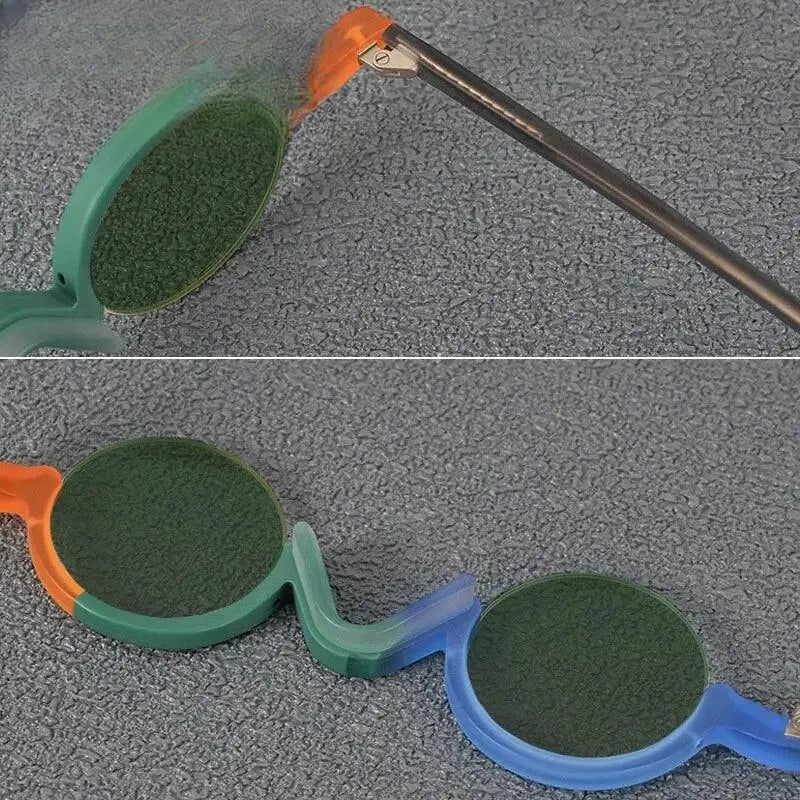 Unisex Round Semi-Rimless Acetate Prescription Glasses — view 4 | Rx Spectacle