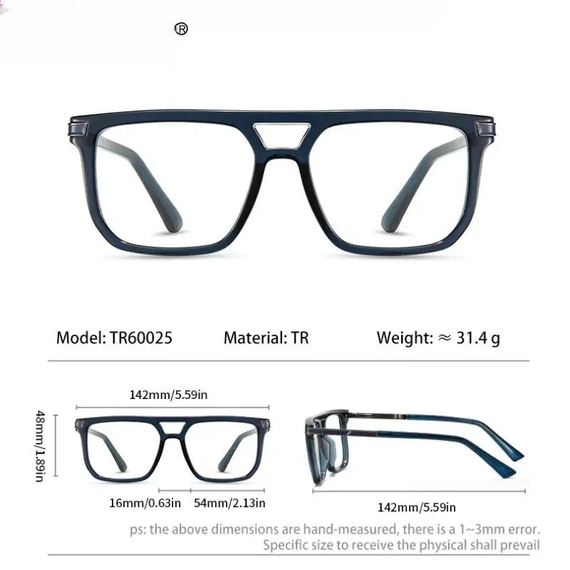 Men's Square Full Rim TR90 Double Bridge Reading Glasses 760025 — view 2 | Rx Spectacle