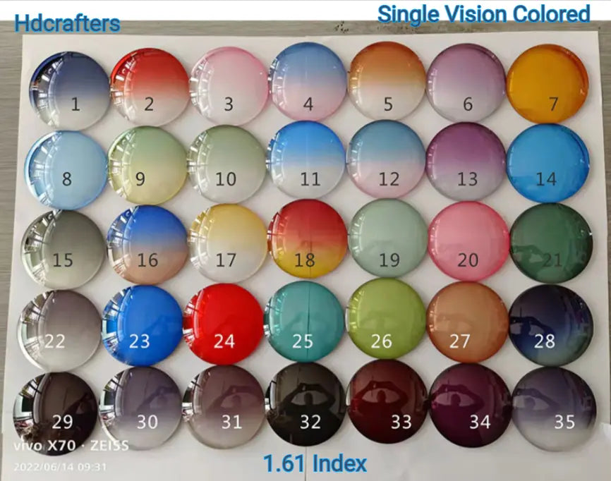 1.61 Index Single Vision Polycarbonate Colored Lenses — view 1 | Rx Spectacle