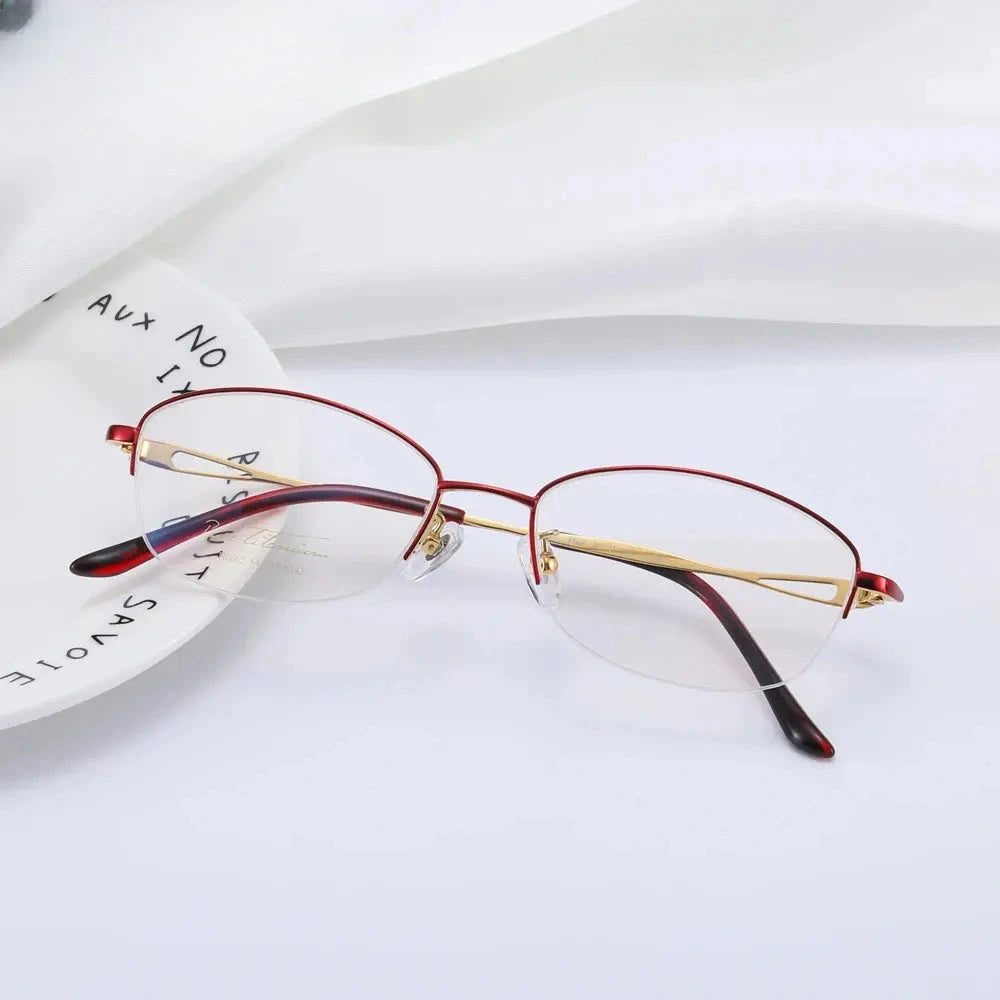 Women's Oval Semi-Rimless Titanium Prescription Glasses 770662 — view 1 | Rx Spectacle