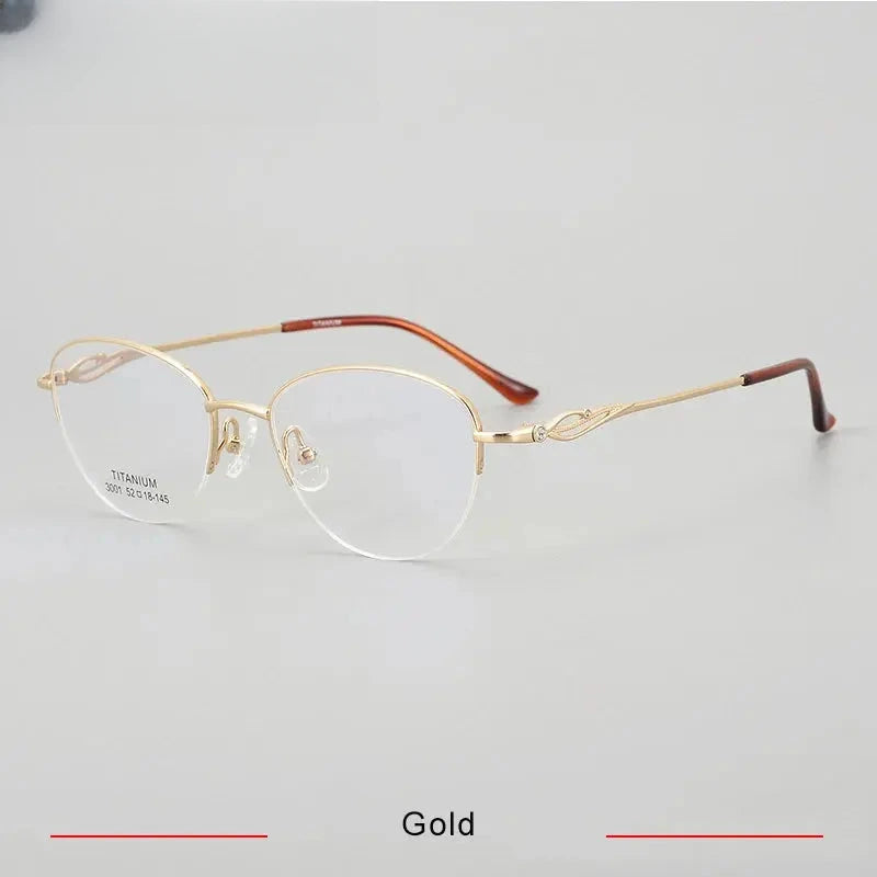 Unisex Oval Semi-Rimless Titanium Prescription Glasses 33001 — view 8 | Rx Spectacle