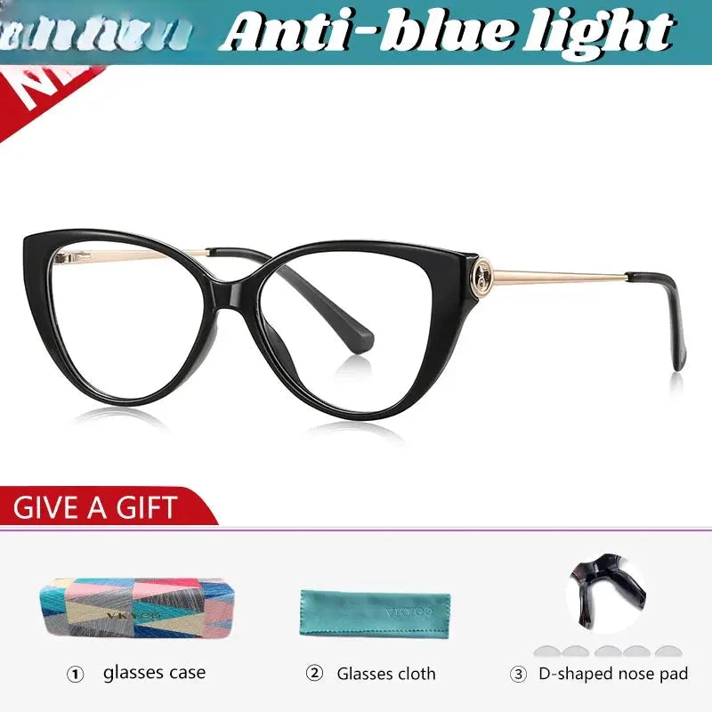 Women's Cat Eye Full Rim Titanium Reading Glasses 97207 — view 6 | Rx Spectacle