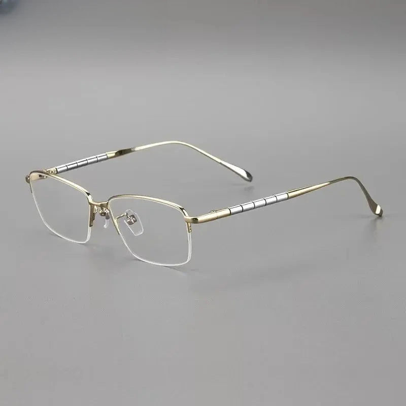 Unisex Square Semi-Rimless Titanium Reading Glasses 97028 — view 4 | Rx Spectacle