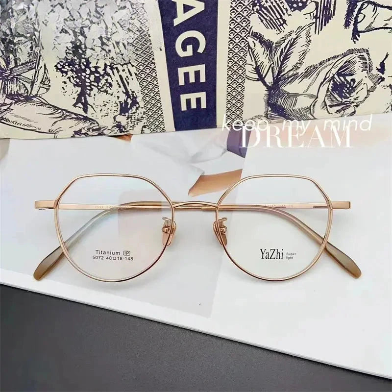 Unisex Oval Full Rim Titanium Flat Top Prescription Glasses — view 6 | Rx Spectacle