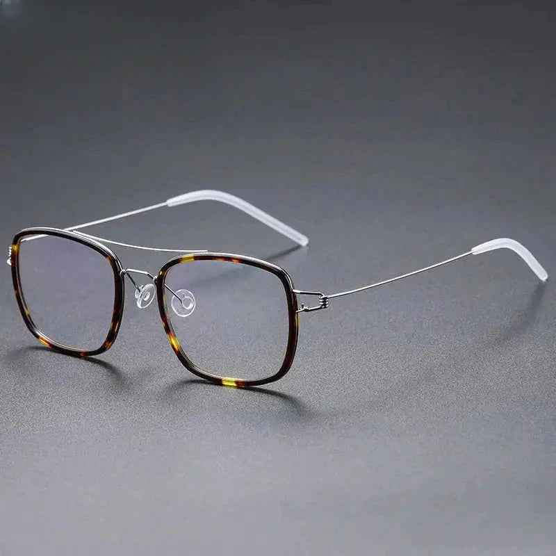 Women's Square Full Rim Titanium Double Bridge Prescription Glasses 51138 — view 7 | Rx Spectacle