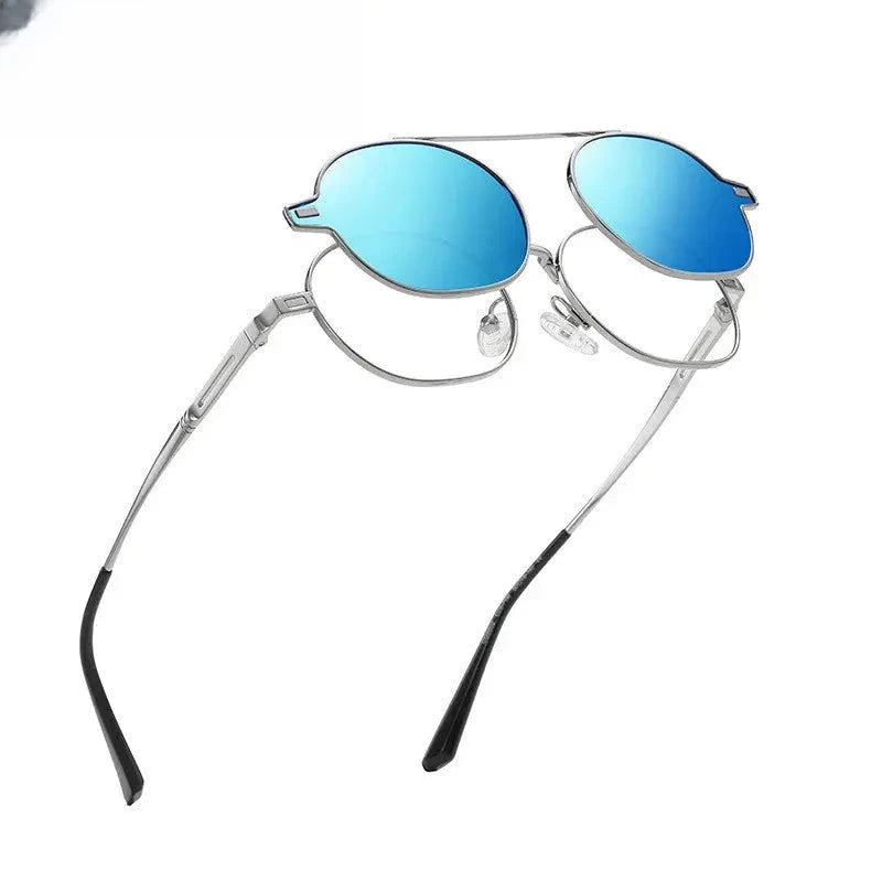 Unisex Oval Full Rim Alloy Clip-On Prescription Glasses 8802 — view 6 | Rx Spectacle