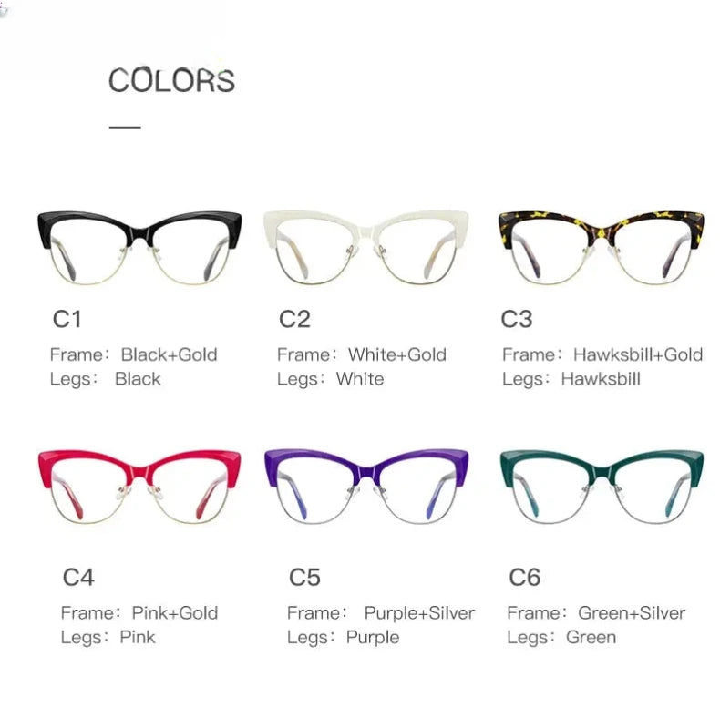 Women's Cat Eye Full Rim Titanium Reading Glasses 2181 — view 15 | Rx Spectacle