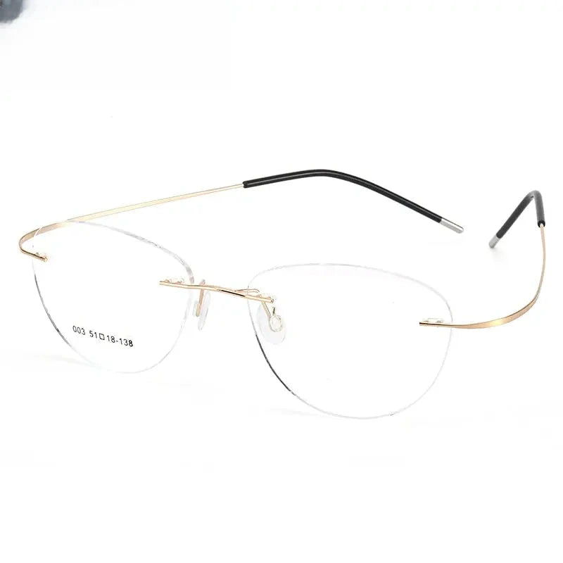 Women's Cat Eye Rimless Titanium Prescription Glasses 871003 — view 12 | Rx Spectacle