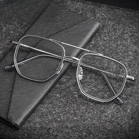 Men's Polygon Full Rim Titanium Double Bridge Prescription Glasses 13613 — view 1 | Rx Spectacle