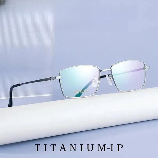 Men's Square Full Rim Titanium Prescription Glasses 98662a — view 1 | Rx Spectacle