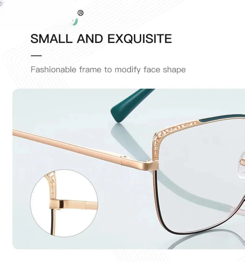 Women's Square Full Rim Alloy Reading Glasses 3114 — view 6 | Rx Spectacle