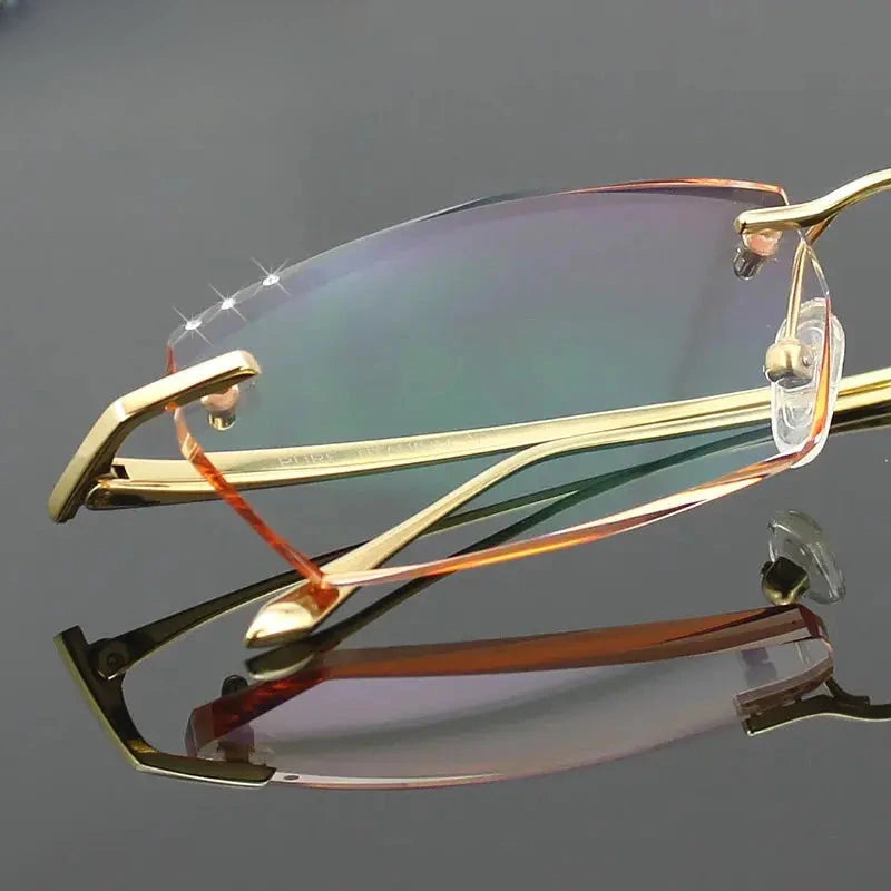 Men's Square Rimless Titanium Prescription Glasses 24077 — view 5 | Rx Spectacle