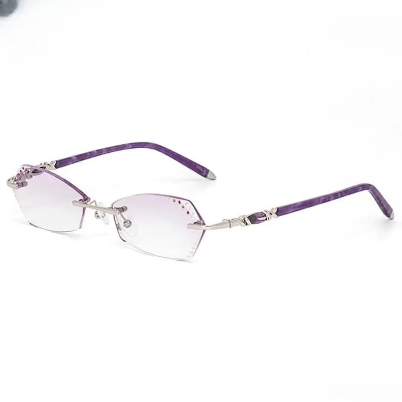 Women's Oval Rimless Alloy Prescription Glasses 016 — view 6 | Rx Spectacle