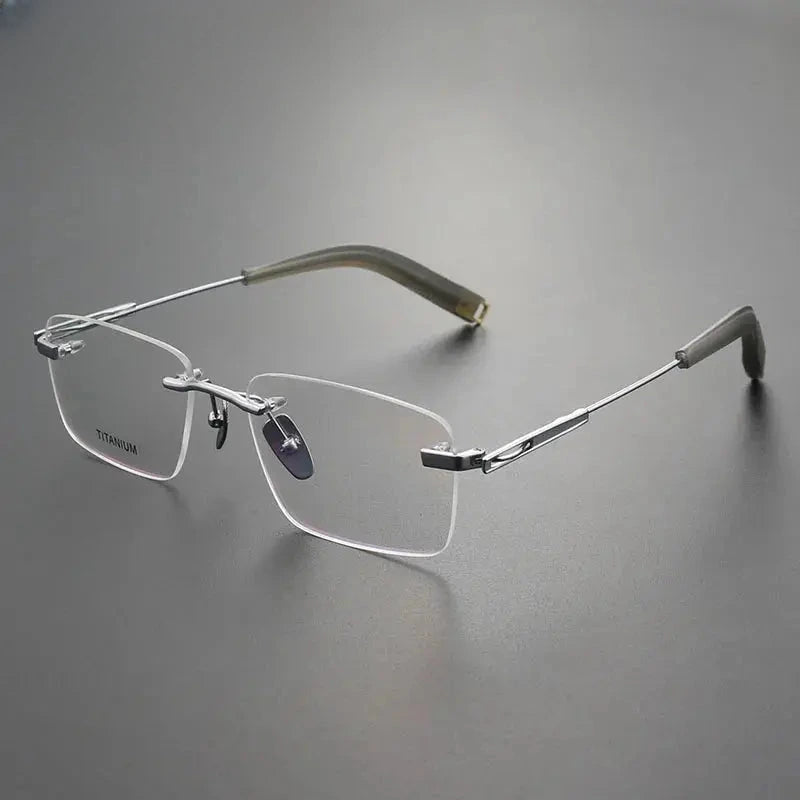 Women's Square Rimless Titanium Prescription Glasses 572312 — view 4 | Rx Spectacle