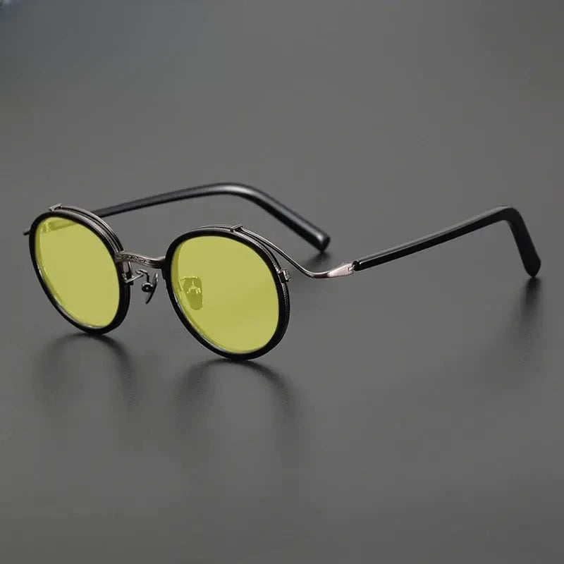 Unisex Round Full Rim Titanium Prescription Glasses Mo12 — view 13 | Rx Spectacle