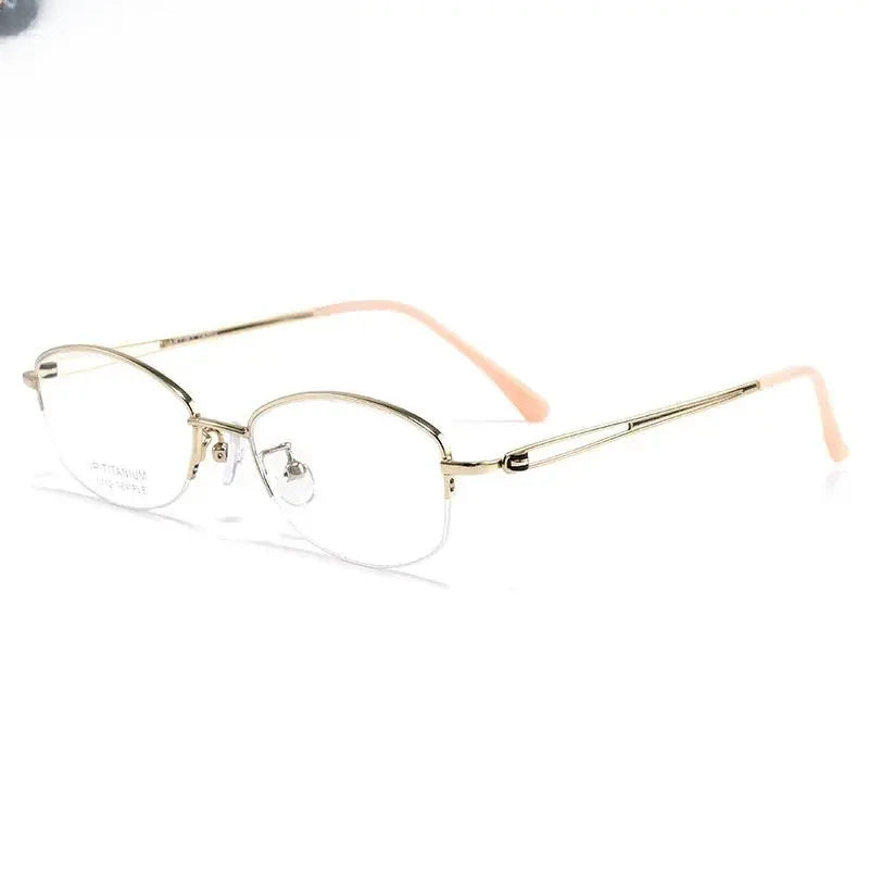 Women's Oval Semi-Rimless Titanium Prescription Glasses 19112 — view 4 | Rx Spectacle