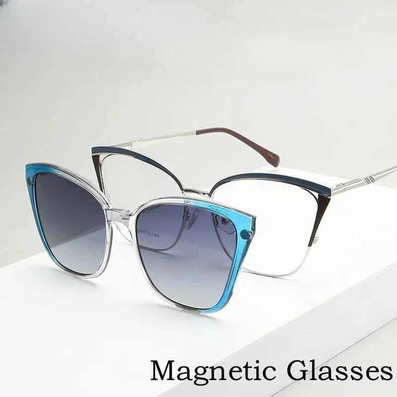 Women's Cat Eye Full Rim Alloy Clip-On Prescription Glasses 2256 — view 1 | Rx Spectacle