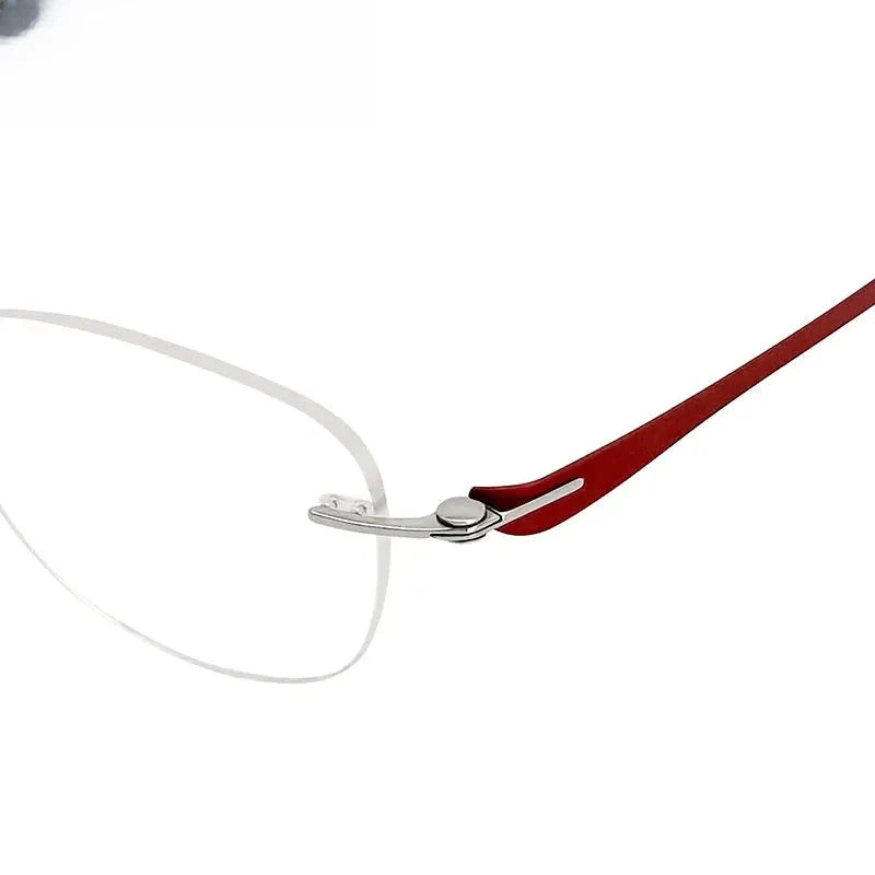 Unisex Oval Rimless Titanium Screwless Prescription Glasses 5003 — view 3 | Rx Spectacle