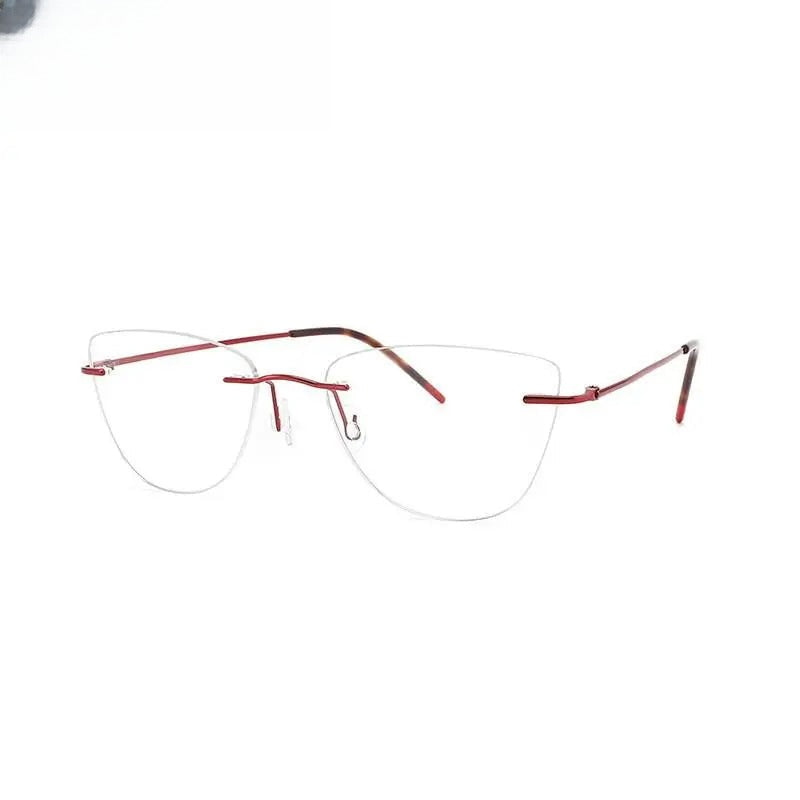 Unisex Cat Eye Rimless Titanium Prescription Glasses 9016 — view 4 | Rx Spectacle