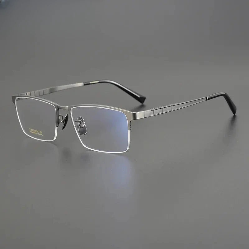 Men's Square Semi-Rimless Titanium Oversized Prescription Glasses 91058 — view 7 | Rx Spectacle