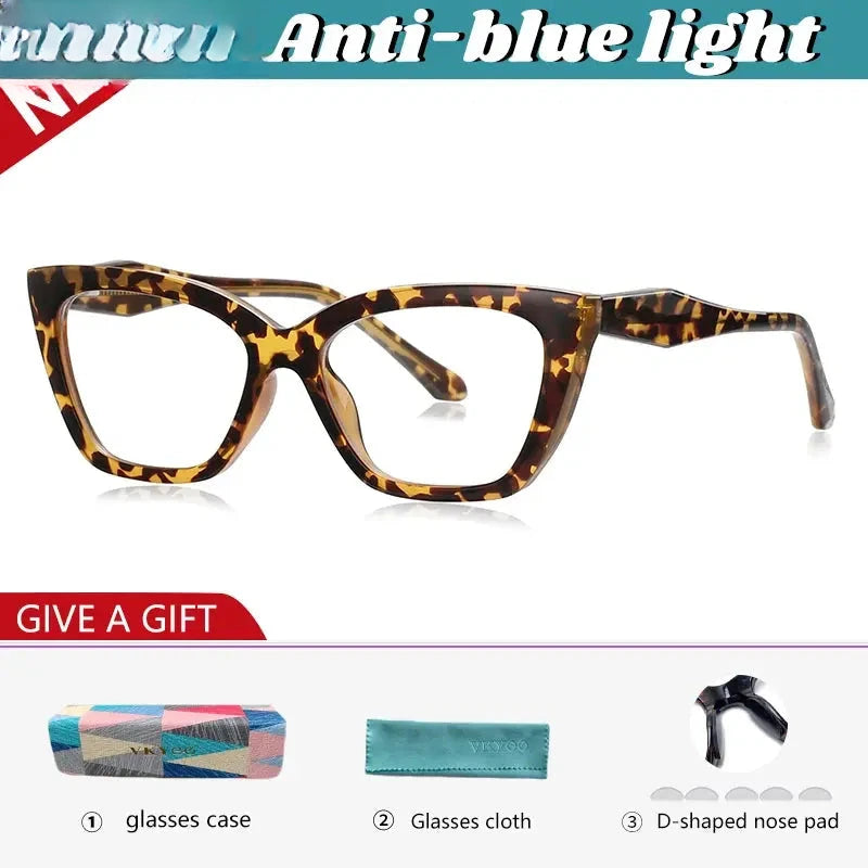 Women's Cat Eye Full Rim Titanium Reading Glasses 97004 — view 3 | Rx Spectacle