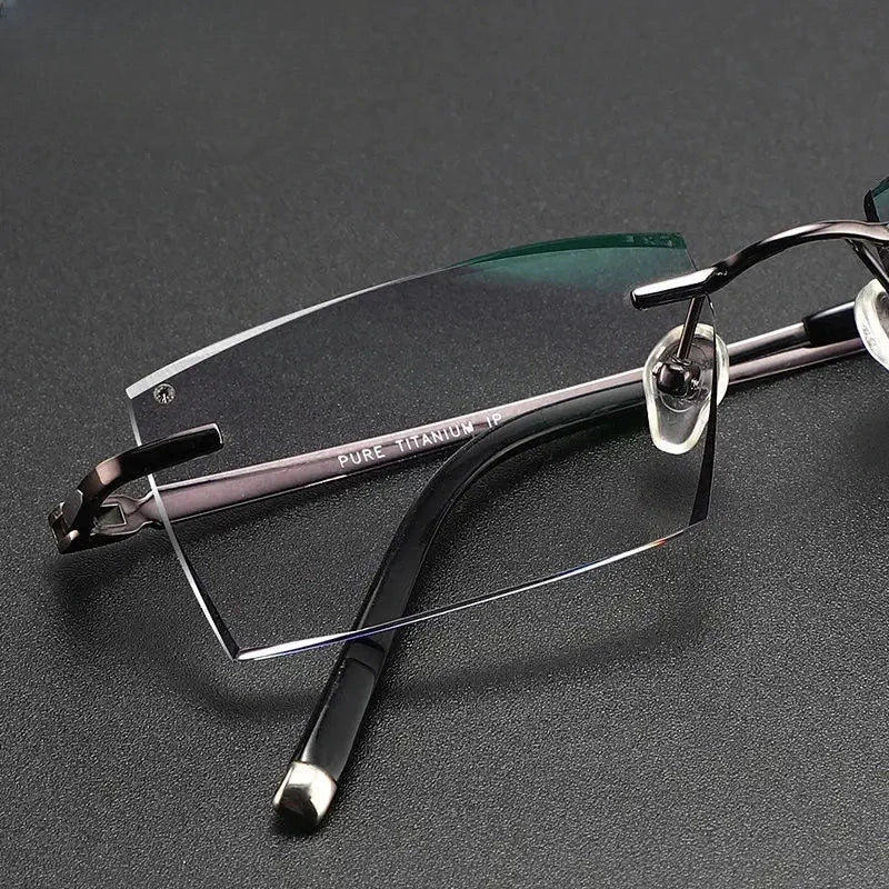 Men's Square Rimless Titanium Prescription Glasses 889090 — view 2 | Rx Spectacle