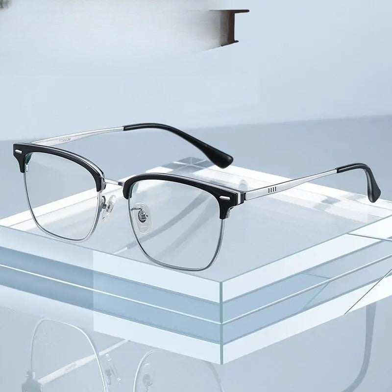Men's Square Full Rim Titanium Prescription Glasses St6203 — view 1 | Rx Spectacle