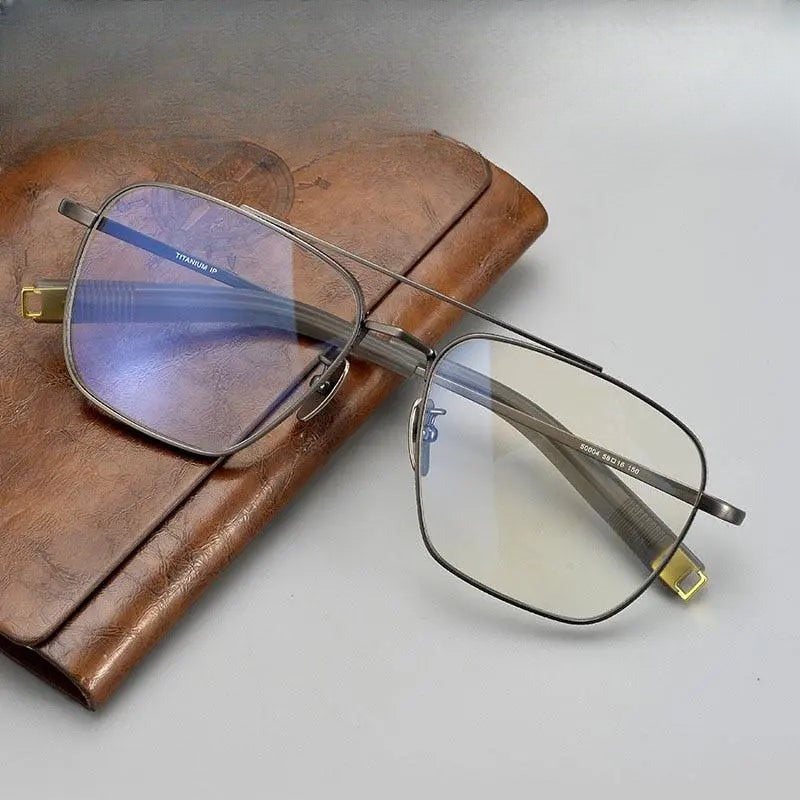 Men's Square Full Rim Titanium Prescription Glasses 500041 — view 1 | Rx Spectacle