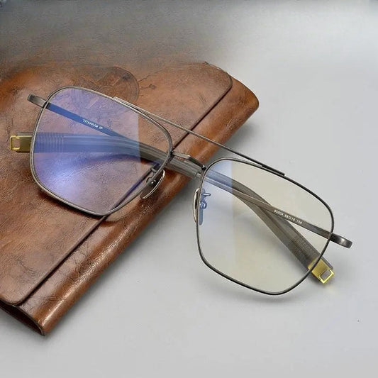 Men's Square Full Rim Titanium Prescription Glasses 500041 — view 1 | Rx Spectacle