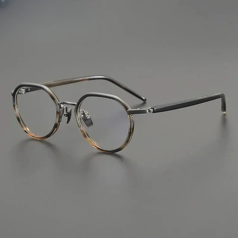 Unisex Round Full Rim Titanium Flat Top Prescription Glasses G2171 — view 5 | Rx Spectacle