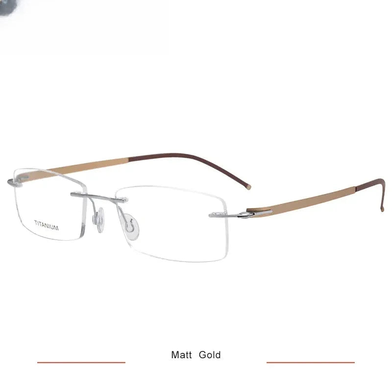 Unisex Square Rimless Titanium Prescription Glasses 316028 — view 4 | Rx Spectacle