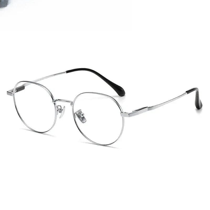 Women's Round Full Rim Titanium Flat Top Prescription Glasses 61008 — view 6 | Rx Spectacle