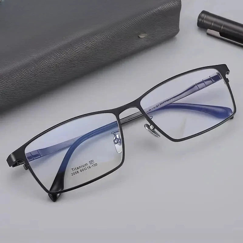 Men's Square Full Rim Titanium Oversized Prescription Glasses 612058 — view 1 | Rx Spectacle