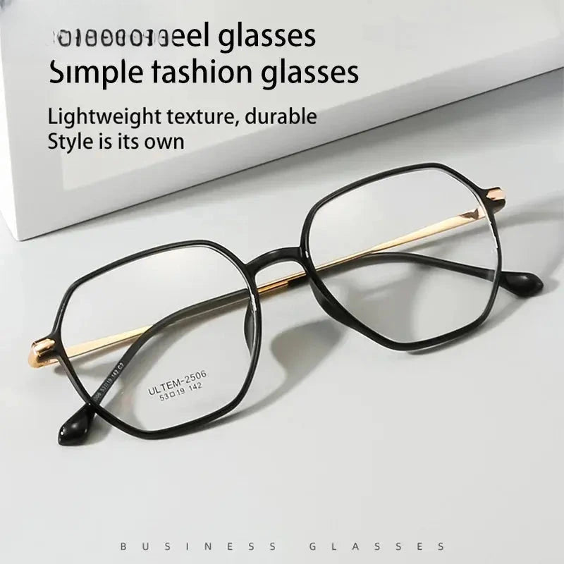 Women's Polygon Full Rim Stainless Steel Flat Top Reading Glasses 4250 — view 2 | Rx Spectacle