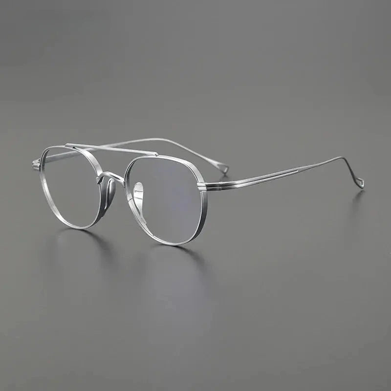 Unisex Polygon Full Rim Titanium Double Bridge Prescription Glasses 1477 — view 1 | Rx Spectacle
