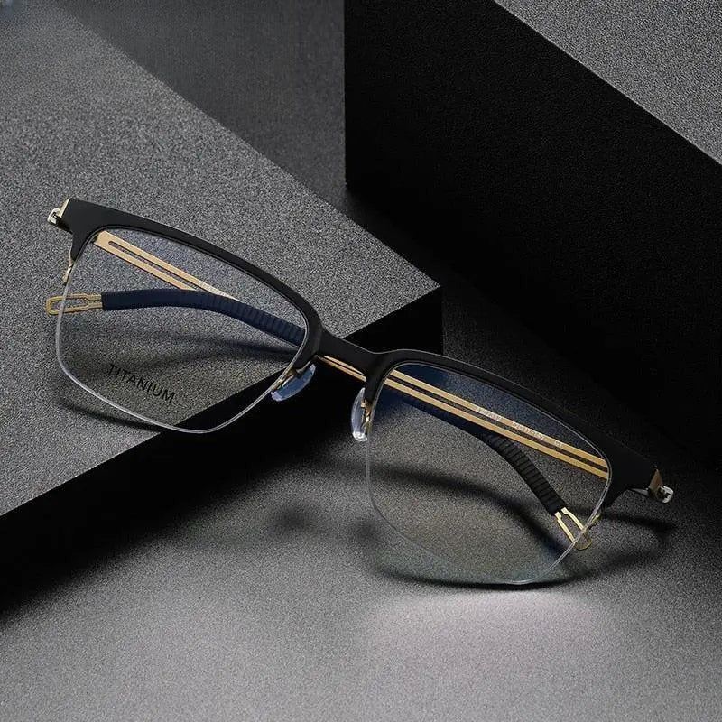 Unisex Square Full Rim Titanium Screwless Prescription Glasses 8202312 — view 1 | Rx Spectacle