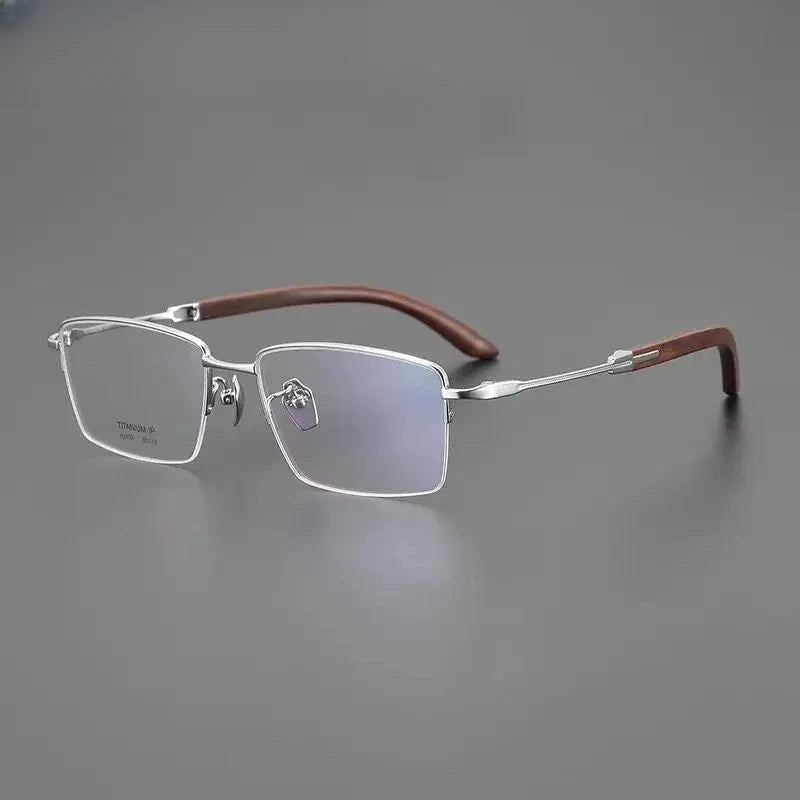 Unisex Square Semi-Rimless Titanium Prescription Glasses 312332 — view 6 | Rx Spectacle