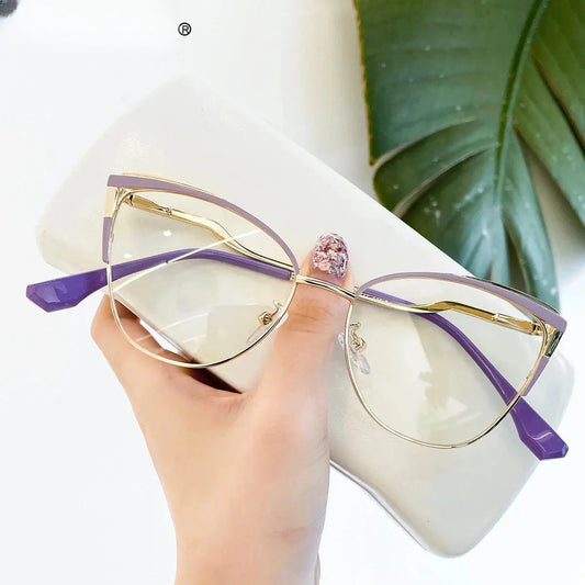 Women's Cat Eye Full Rim Titanium Reading Glasses 680014 — view 1 | Rx Spectacle